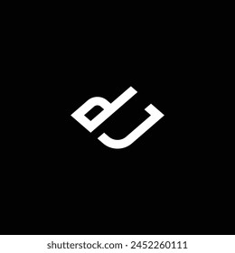 Initial letter DJ monogram logo design in black and white