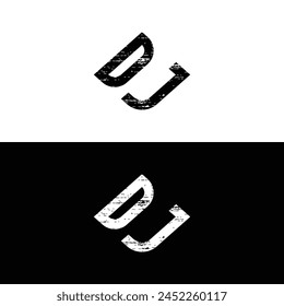 Initial letter DJ monogram logo design in black and white