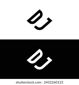 Initial letter DJ monogram logo design in black and white