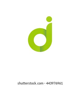 initial letter dj, letter oj, modern linked circle round lowercase logo green