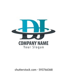 Initial Letter DJ With Overlapping Swoosh Circle Logo