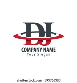 Initial Letter DJ With Overlapping Swoosh Circle Logo
