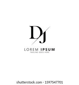 Initial letter dj sliced uppercase modern logo design template elements. Black letter Isolated on white background. Suitable for business, consulting group company.