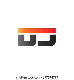 Initial letter DJ, straight linked line bold logo, gradient fire red black colors