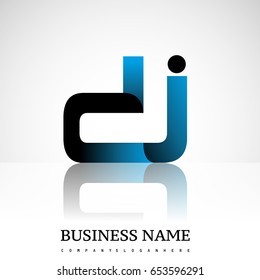 Initial letter DJ uppercase modern and simple logo linked blue and black colored, isolated in white background. Vector design for company identity.