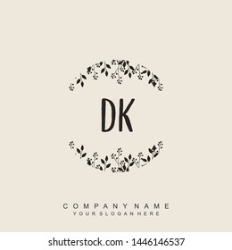 Initial letter DK beautiful handwriting logo vector template