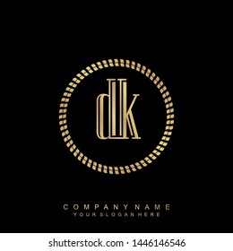 Initial letter DK beautiful handwriting logo vector template