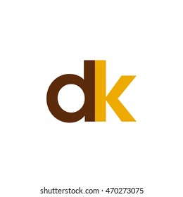 Initial letter DK brown yellow color logo