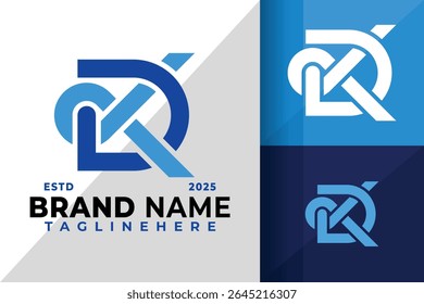 Ilustración inicial del diseño del Vector del icono del logotipo de la letra Dk o Kd