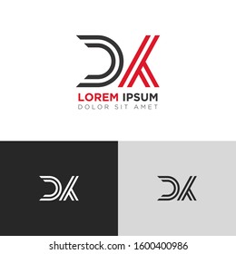 Initial Letter DK linked uppercase overlap modern logo design template. Suitable for business, consulting group company