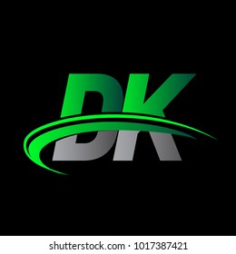 initial letter DK logotype company name colored green and black swoosh design. vector logo for business and company identity.