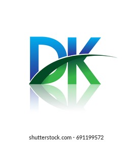 initial letter DK logotype company name colored blue and green swoosh design. vector logo for business and company identity.
