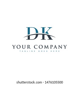 Initial letter DK, overlapping movement swoosh horizon logo company design inspiration in blue and gray color vector