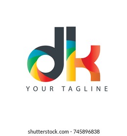 Initial Letter DK Rounded Design Logo