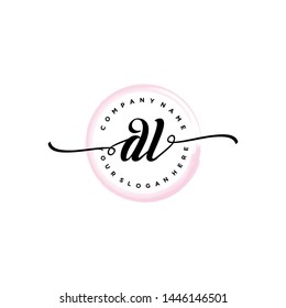 Initial letter DL beautiful handwriting logo vector template