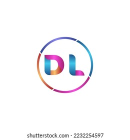 Initial letter DL curve rounded logo, gradient vibrant colorful glossy colors