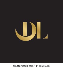 Initial letter dl d l uppercase modern logo design template elements. Gold letter Isolated on black  background. Suitable for business, consulting group company.
