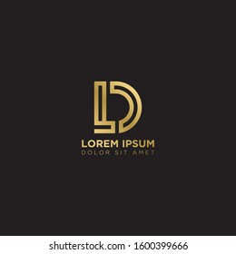 Initial Letter DL LD linked uppercase overlap modern gold logo vector design template. Suitable for business, consulting group company.