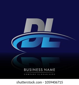 initial letter DL logotype company name colored blue and grey swoosh design. vector logo for business and company identity.