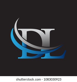 initial letter DL logotype company name colored blue and grey swoosh design. vector logo for business and company identity.