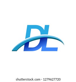 initial letter DL logotype company name colored blue and swoosh design. vector logo for business and company identity.
