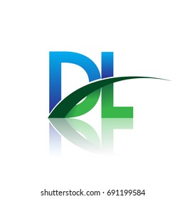 initial letter DL logotype company name colored blue and green swoosh design. vector logo for business and company identity.
