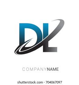 initial letter DL logotype company name colored blue and grey swoosh design. logo design for business and company identity.