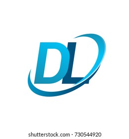 initial letter DL logotype company name colored blue swoosh design concept. vector logo for business and company identity