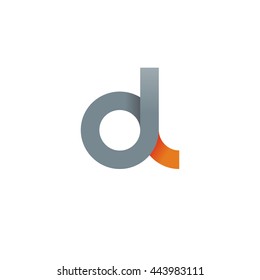 initial letter dl modern linked circle round lowercase logo orange gray