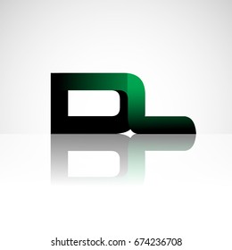 Initial letter DL uppercase modern and simple logo linked green and black colored, isolated in white background. Vector design for company identity.