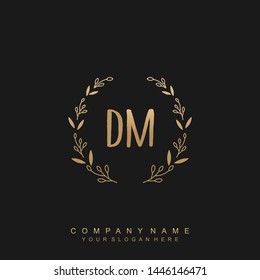 Initial letter DM beautiful handwriting logo vector template