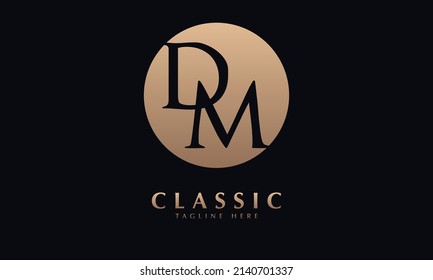 Letra inicial DM en círculo Plantilla de diseño de logotipo de monograma abstracto plantilla de logotipo de vector de monograma
