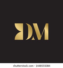 Initial letter dm d m uppercase modern logo design template elements. Gold letter Isolated on black  background. Suitable for business, consulting group company.