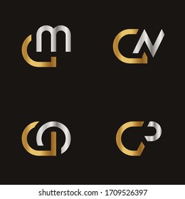 Initial Letter DM DN DO DP logo icon design template elements. Modern line logo with gold silver luxury style. Can be used for business, company group, consulting, finance. Vector Illustration.