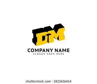 Initial Letter DM Hammer Logo Design for Construction, Manufacture and Repairing