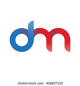 initial letter dm linked circle lowercase logo blue red