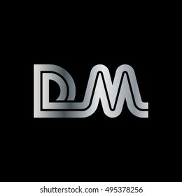 Initial Letter DM Linked Design Logo Silver