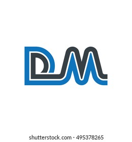 Initial Letter DM Linked Design Logo Blue Black
