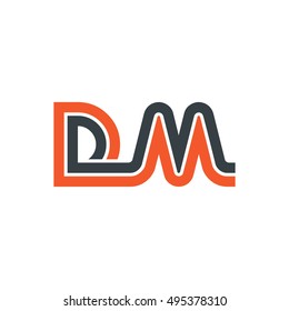 Initial Letter DM Linked Design Logo Orange Black