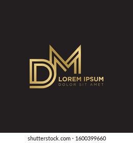 Initial Letter DM linked uppercase overlap modern gold logo vector design template. Suitable for business, consulting group company.