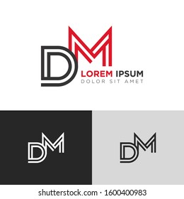Initial Letter DM linked uppercase overlap modern logo design template. Suitable for business, consulting group company
