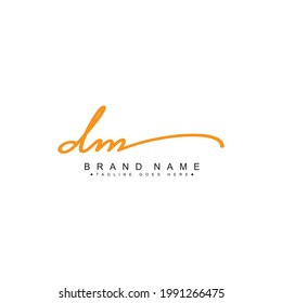 Initial Letter DM Logo - Hand Drawn Signature Style Logo