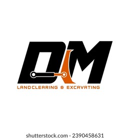 Initial letter DM logo vector for excavating company