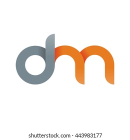 initial letter dm modern linked circle round lowercase logo orange gray