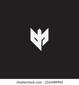 Initial letter DM monogram logo.
