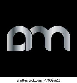 Initial Letter DM NM Linked Circle Lowercase Logo Silver
