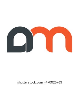 Initial Letter DM NM Linked Circle Lowercase Logo Black Orange