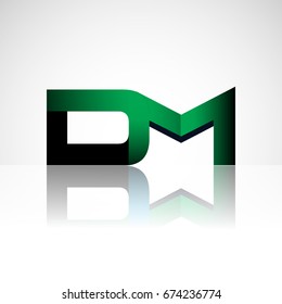 Initial letter DM uppercase modern and simple logo linked green and black colored, isolated in white background. Vector design for company identity.