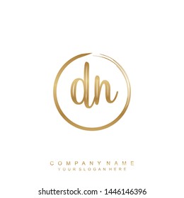 Initial letter DN beautiful handwriting logo vector template