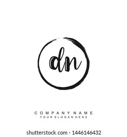 Initial letter DN beautiful handwriting logo vector template